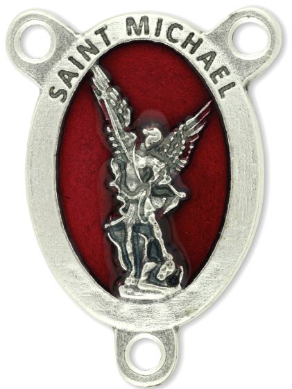 St Michael the Archangel Oval Centerpiece - Red Enamel, 1"   (Minimum quantity purchase is 2)