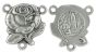 Our Lady of Lourdes Rose Rosary Center with St Bernadette - 5/8" Silver Oxidized, Made in Italy  (Minimum quantity purchase is 3)
