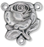 Our Lady of Grace Rose Rosary Center - 5/8" Silver Oxidized, Made in Italy  *  (Minimum quantity purchase is 3)