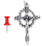Crown of Thorns Crucifix Pendant – 2 1/4" Silver Oxidized, Made in Italy  * (Minimum quantity purchase is 1)