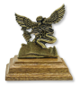 St Michael Table Top Icon, Antique Gold on Wood Base - 2.75"  (Minimum Purchase is 1)   
