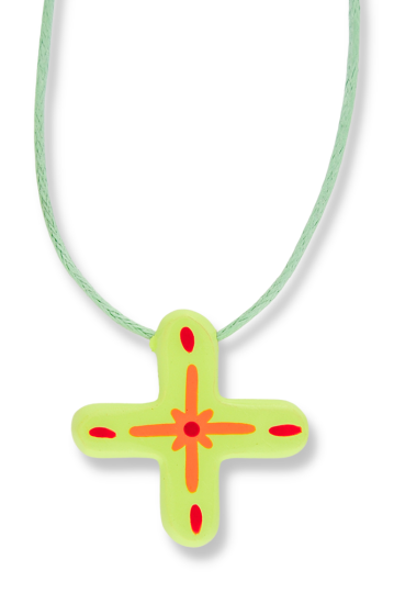  Shining Star Pendant with Mint Green Cord - 25"  - Closeout Sale *   (Minimum quantity purchase is 12)