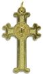  St. Benedict 2-sided Scrolled Edge, Gold Plated Rosary Crucifix -  Blue Inlay - 1 5/8"   (Minimum quantity purchase is 1)