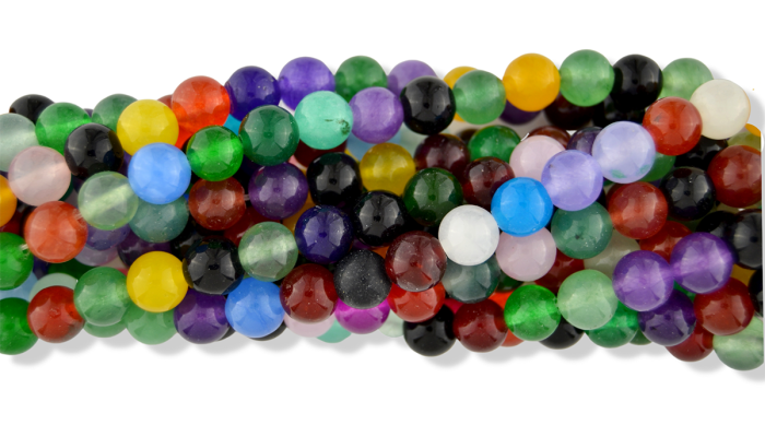 Dyed Jade Gemstone Multi-color Beads, 8mm - Pkg 60  (Minimum quantity purchase is 1)