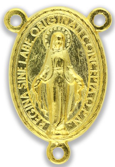   Miraculous Medal Oval Rosary Center - Gold plated 1 inch    (Minimum quantity purchase is 2)