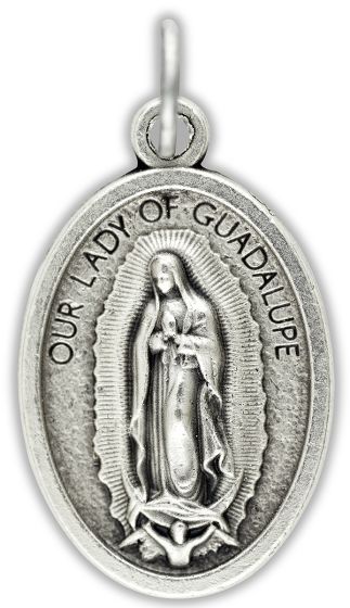 Our Lady of Guadalupe Medal in English - Silver Ox, 1"   (Minimum quantity purchase is 2)
