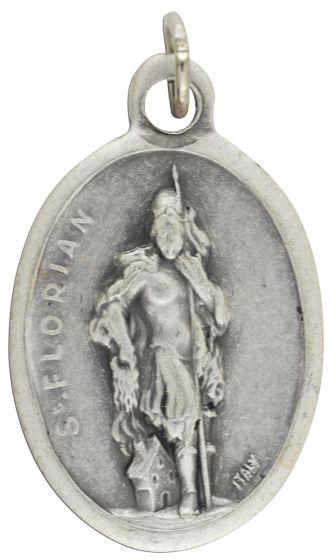  Saint Florian Patron Saint (Firefighters)  Medal - Italian Silver OX 1 inch (Minimum quantity purchase is 2)