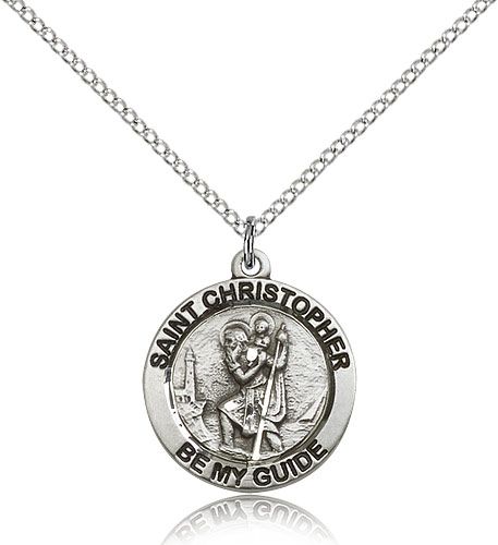 Buy St.Christopher Sterling Silver Pendant, 3/4x3/4
