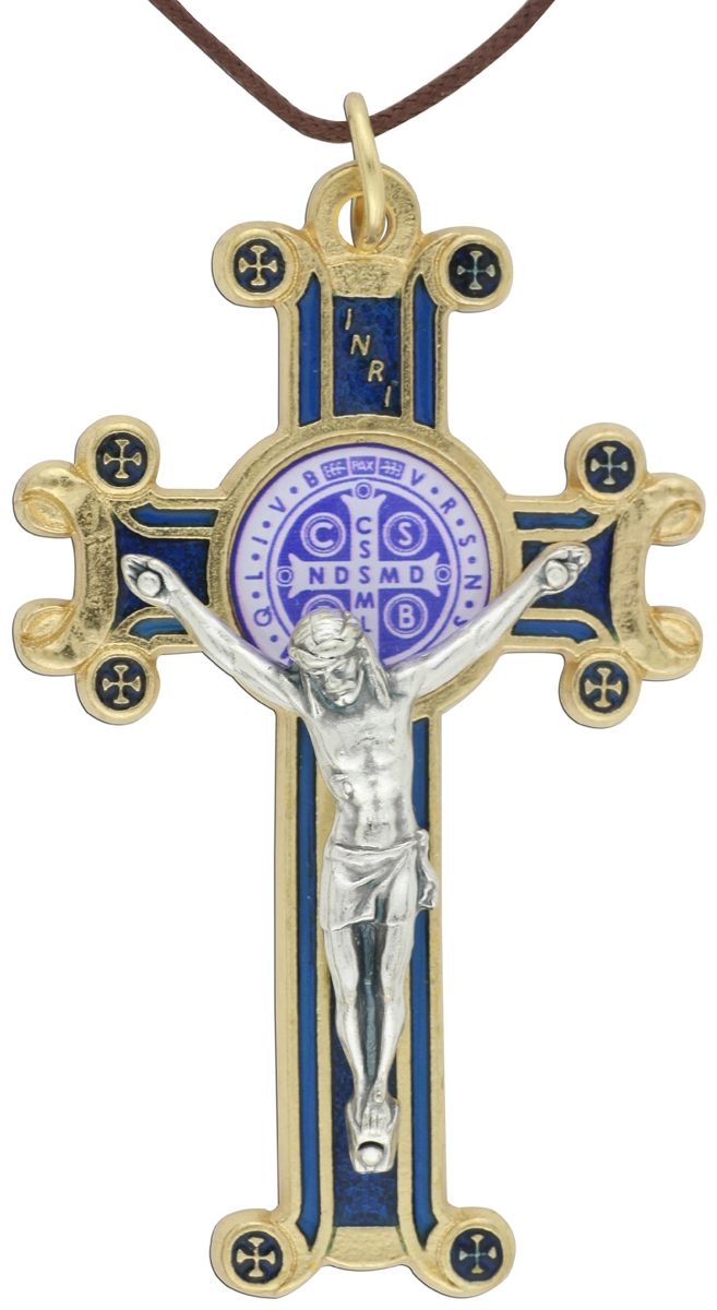 St Benedict Crucifix Pendant with Blue 