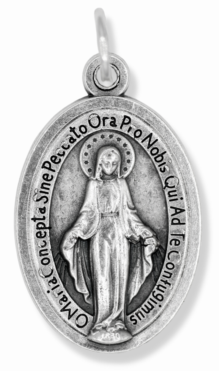 Miraculous Medal - Die-cast Italian Traditional Latin Version - 1 inch