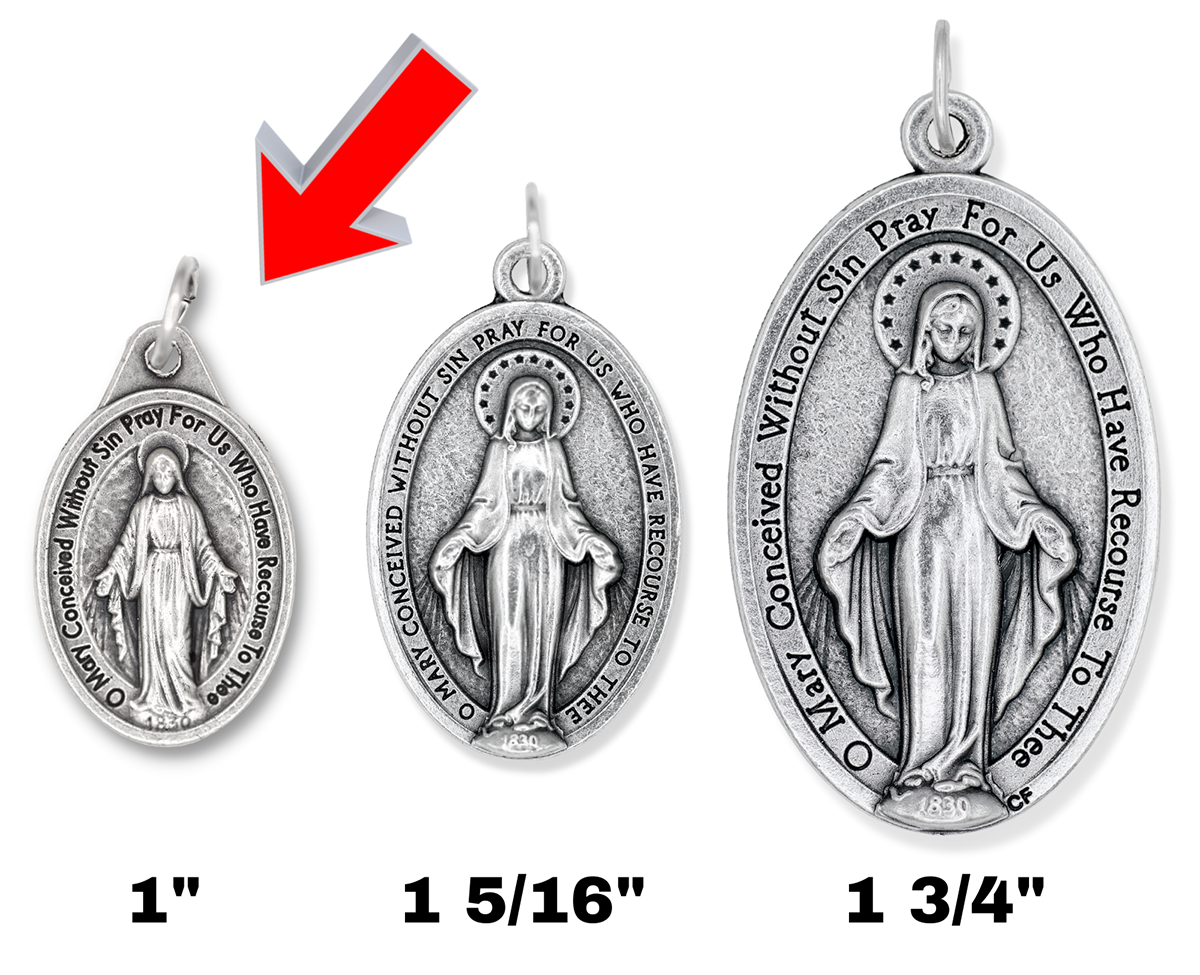 Virgin Mary Miraculous Medal, Extra Large 1.75 inch, Virgin Mary Medallion, Confirmation, Cross, XL Blue Miraculous Medal, Mary Necklace