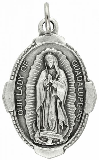 Our Lady of Guadalupe / Pray for Us Medal - Unique Oval Shape - 1 inch    (Minimum quantity purchase is 3)