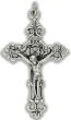 Fleur-de-Lis Crucifix – 2 1/8" Large Silver Oxidized Open Design, Made in Italy * (Minimum quantity purchase is 1)