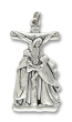 Calvary Crucifix (Mary & St. John) – 2.5" Large Silver Oxidized, Made in Italy  *  (Minimum quantity purchase is 1)