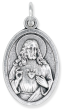 Sacred Heart of Jesus Medal 1” Oval Silver Oxidized – Immaculate Heart of Mary on Back – Made in Italy *  (Minimum quantity purchase is 3)