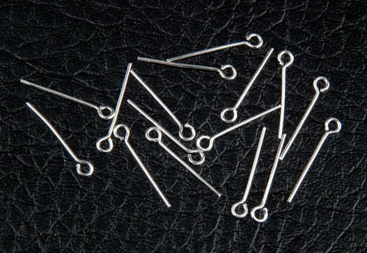   Extra Heavy Duty Eye Pins .8 mm x 15 mm - Italian Silver Oxidized - pkg 360    (Minimum quantity purchase is 1)