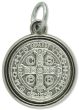  Round Silver w/ Red Enamel St. Benedict Medal  - 1"   (Minimum quantity purchase is 1)
