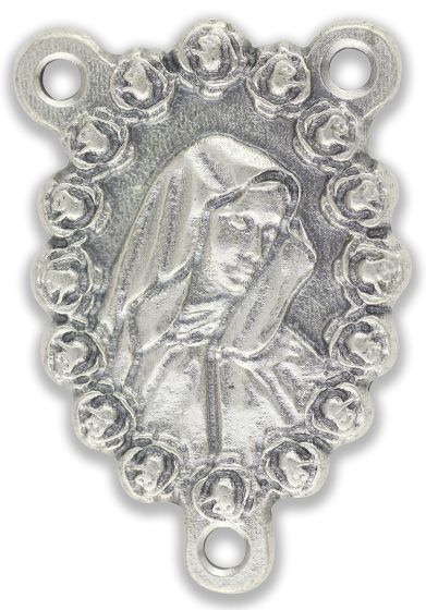 Sorrowful Mother Rose Border Oval Centerpiece - Silver Ox, 1"  *  (Minimum quantity purchase is 3)