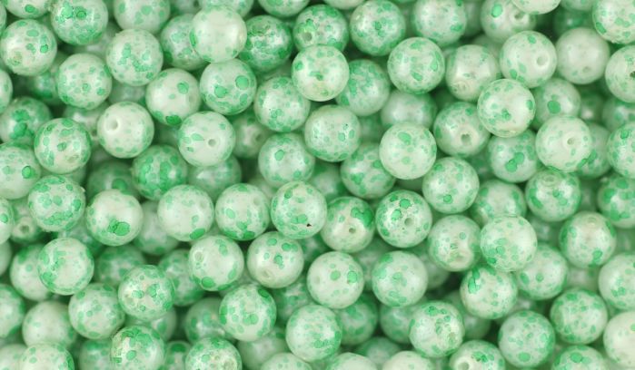 Czech Republic Glass Dappled  Beads, Mint Green / White - 6mm, Pkg of 60     (Minimum quantity purchase is 3)