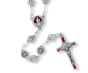 St Benedict Metal Rosary (9mm St Benedict Medal Beads & Red Enamel Accents) – Silver Oxidized, Made in Italy *  (Minimum quantity purchase is 1)