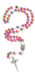 Pink / Blue / Gold 8mm Bead Rosary with Miraculous Medal Center - 21.5"  *  (Minimum quantity purchase is 1)