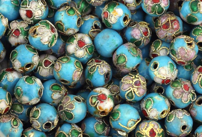  Light Blue Cloisonne Beads -  7mm - pkg of 60     (Minimum quantity purchase is 1)   