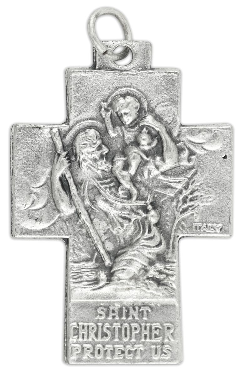 Buy Holy Family/St Christopher Cross, 1.1/4 Inches | Gifts Catholic