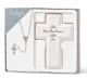 Baptism Gift Set with Wall Cross and Rosary - 6.25