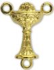 Holy First Communion Chalice Rosary Center - Gold Tone - 5/8