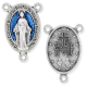   Miraculous Medal Silver Plated Rosary Center with Blue Enamel Accent - 1 inch  (Minimum quantity purchase is 2)