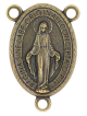  Bronze Miraculous Medal Oval Rosary Center - 1 inch  (Minimum quantity purchase is 3)