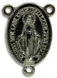   Miraculous Medal Oval Rosary Center- Latin - 1 inch - Gun Metal Finish    (Minimum quantity purchase is 3)