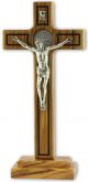  St. Benedict Olive Wood Table Top Crucifix - 8 3/4