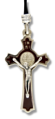 St Benedict BROWN Enamel Boxed Crucifix - 2 1/4