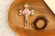   St Benedict Crucifix Pendant with Red Enamel/Gold Plated - 3 inch @