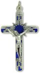  Mosaic-Style Sunburst Crucifix Pendant with Blue Enamel - 3 1/8