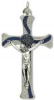  Contemporary St Benedict Crucifix Pendant with Blue Enamel - 3 1/8