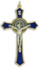 St Benedict Crucifix Pendant with Blue and Gold Enamel - 4 3/4