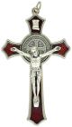   St Benedict Red Enamel Flared Crucifix - 3 1/8