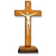 Simple Wood Tabletop Crucifix with Silver Tone Corpus - 7