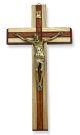 Two Toned Wooden Wall Crucifix with Gold Corpus - 8