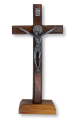 St Benedict Stand Up Crucifix with Gun Metal Corpus - 8.25 x 3.75