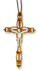  Olivewood Crucifix Pendant with Cord - 4 x 2.25