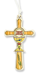   JHS Cross Pendant with White Cord - 3.25