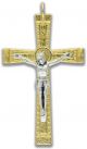 Detailed and Textured Crucifix, Gold Plated with Silver Oxidized Corpus - 2