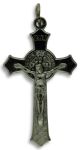 Miraculous Medal Flared Edge Crucifix, Gun Metal - 1.5 Inch   (Minimum quantity purchase is 1)
