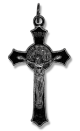 St. Benedict Flared Edge Crucifix 1.5 inch - Gun Metal Finish *   (Minimum quantity purchase is 5)