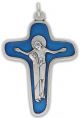   Mary at Jesus' Side Crucifix with Blue Enamel Accents - 1 7/8