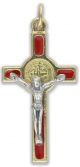  St Benedict Gold Plated Crucifix with Red Enamel 1.6 in. (Minimum quantity purchase is 1)