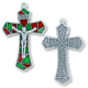 Flared Crucifix with Red and Green Accents - 1 11/16